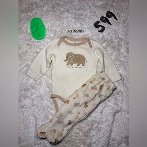Ivory Elephant Print Baby Bodysuit